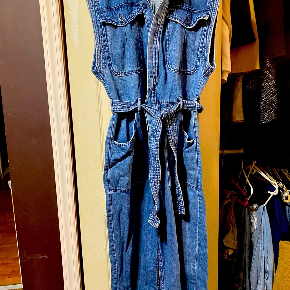 FREE PEOPLE Sydney Sleeveless Non stretch Denim Coveralls